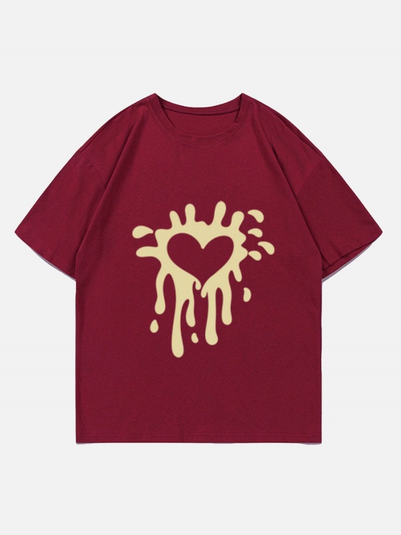 Marron  T Shirts Aelfric Eden Heart Graffiti Print Tee - CBK-8919548